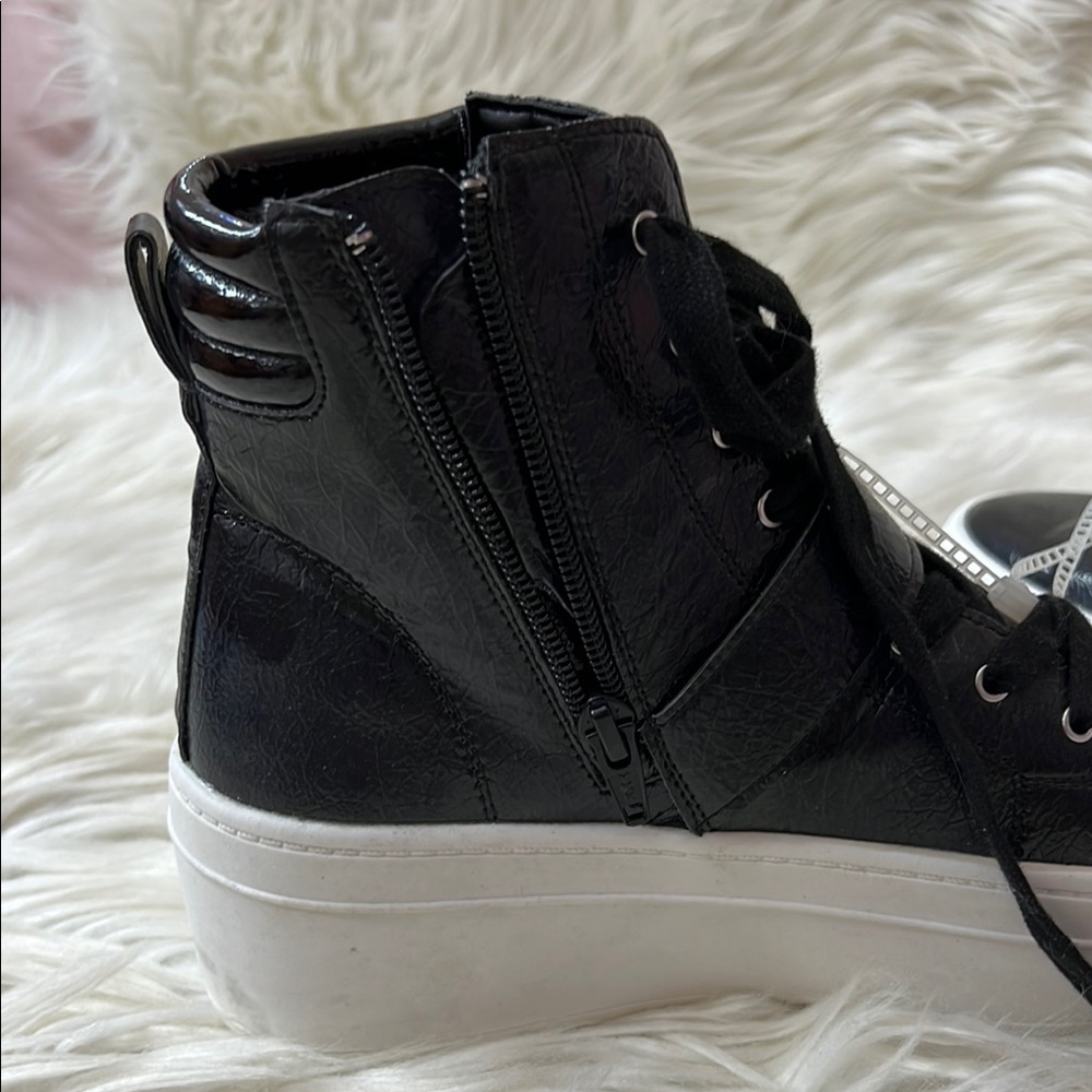 Gianni Bini Black High-Top Sneakers with Rhinestone Buckle - Picture 6 of 8